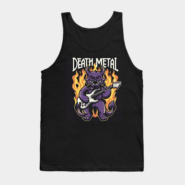 Death Metal Satanic Baphomet Cat Tank Top by Aldrvnd